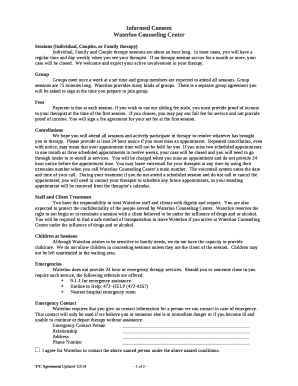Fee Agreement - Waterloo Counseling Center