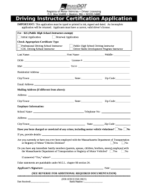 IMPORTANT: This application must be typed or printed in ink, signed and dated