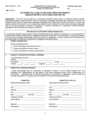 CO-PERMITTEE LIABILITY RELEASE FORM FOR PERMITS