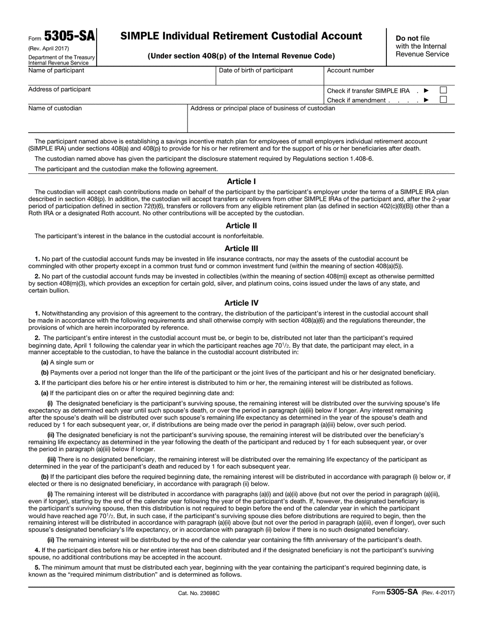 Fill In Form 5305-SA