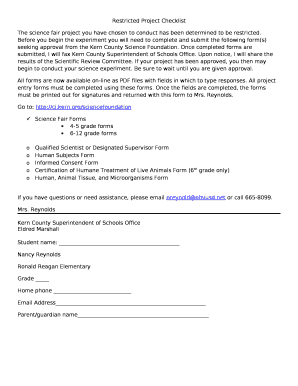 Restricted Project Checklist