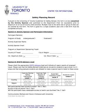 Safety Planning Record