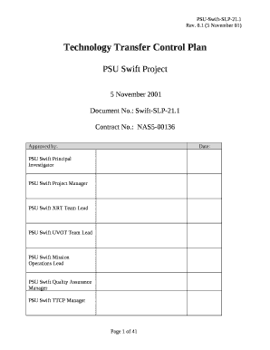 Technology Transfer Control Plan