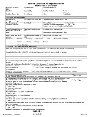 Enteric Outbreak Management Form