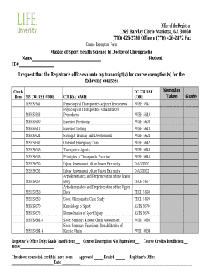 Course Exemption Form