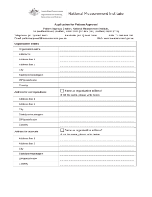 Application for Pattern Approval
