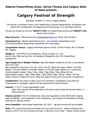 Alberta Powerlifting Union, Strive Fitness and Calgary Bells of Steel present