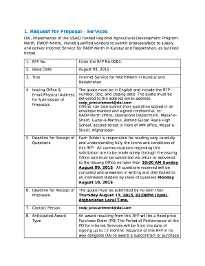 DAI, implementer of the USAID funded Regional Agricultural Development Program-North, (RADP-North), invites qualified vendors to submit proposals/bids to supply and deliver Internet Service for RADP-North in Kunduz and Badakhshan, as