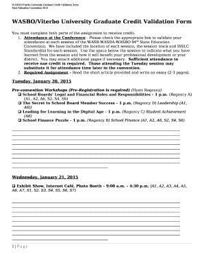 WASBO/Viterbo University Graduate Credit Validation Form