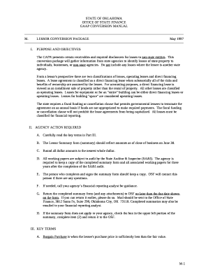 This conversion package will gather information from state agencies to identify leases of state property to individuals, businesses, or non-state agencies