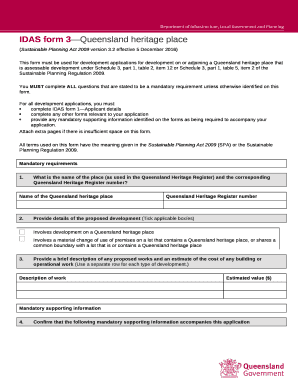 IDAS form 3Queensland heritage place