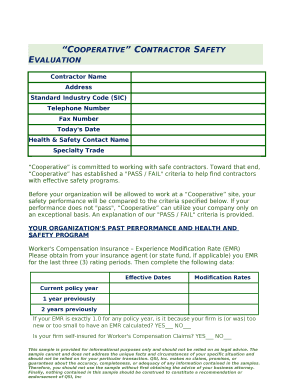 Cooperative Contractor Safety Evaluation