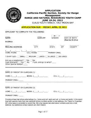 APPLICATION DUE:FRIDAY, APRIL 22, 2011