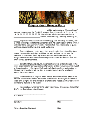 Enigma Haunt Release Form