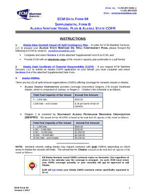 Alaska State Nontank Vessel Oil Spill Contingency Plan In order for ECM Maritime Services, LLC to prepare your Alaska State Nontank Oil Spill Contingency Plan, please forward the following to ECM by email to:ecmecmmaritime