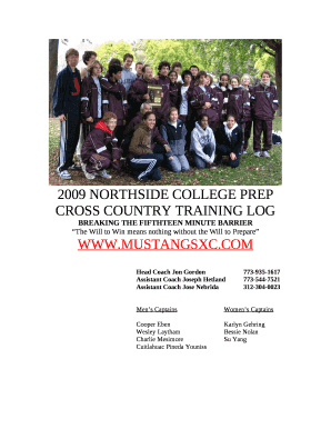 CROSS COUNTRY TRAINING LOG