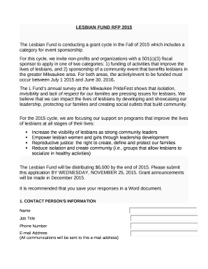 The Lesbian Fund is conducting a grant cycle in the Fall of 2015 which includes a category for event sponsorship