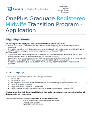 OnePlus Graduate Registered Midwife Transition Program - Application