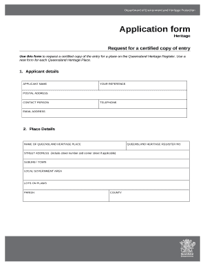 Request for a certified copy of entry