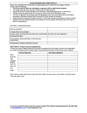 PAYEE INFORMATION FORM FOR DG