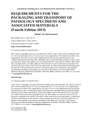 Requirements for the packaging and transport of pathology Specimens and associated materials