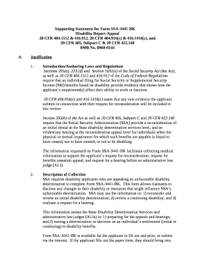Supporting Statement for Form SSA-3441-BK
