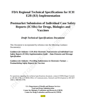 FDA Regional Technical Specifications for ICH E2B (R3) Implementation