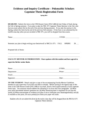 Capstone Thesis Registration Form