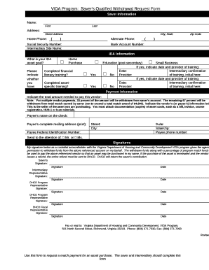 VIDA Program:Savers Qualified Withdrawal Request Form