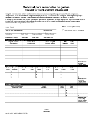 Solicitud para reembolso de gastos