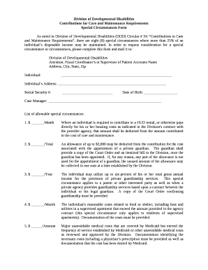 Contributions for Care and Maintenance Requirements