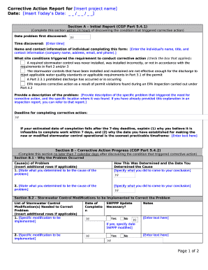 Corrective Action Report Form Electronic Version