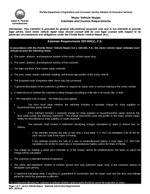 Estimate and Invoice Requirements