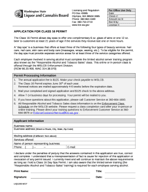 APPLICATION FOR CLASS 16 PERMIT