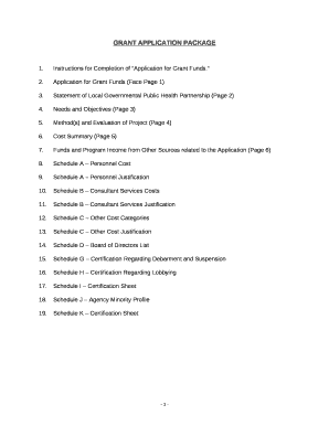 Instructions for Completion of Application for Grant Funds