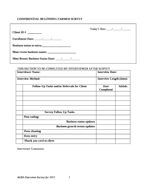 CONFIDENTIAL BEGINNING FARMER SURVEY