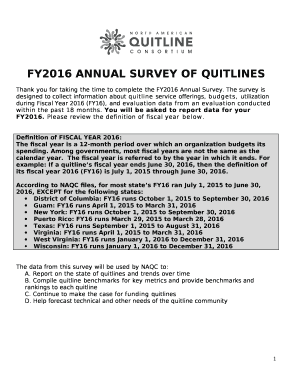 FY2016 ANNUAL SURVEY OF QUITLINES
