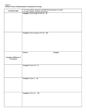 3 Notes: Solving Quadratic Equations by Factoring