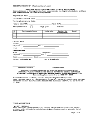 REGISTRATION FORM (iTrainingExpert