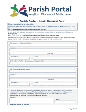 Parish Portal Login Request Form