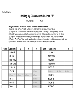 Student Class Schedule Planner