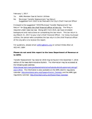 Re:Municipal Transfer Replacement Tax Return