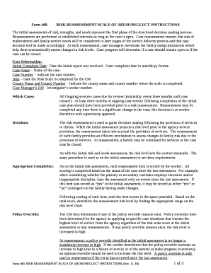 Form 460RISK REASSESSMENT SCALE OF ABUSE/NEGLECT INSTRUCTIONS