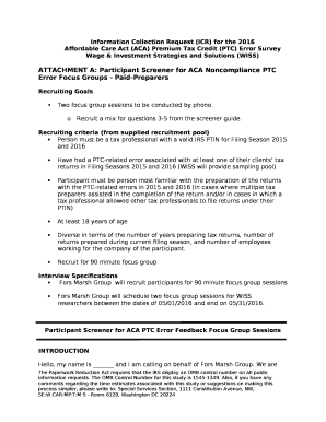 Information Collection Request (ICR) for the 2016