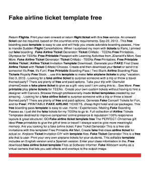 Fake airline ticket template free