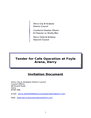 Tender for Cafe Operation at Foyle Arena, Derry