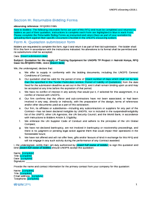 Note to Bidders: The following returnable forms are part of this RFQ and must be completed and returned by bidders as part of their quotation