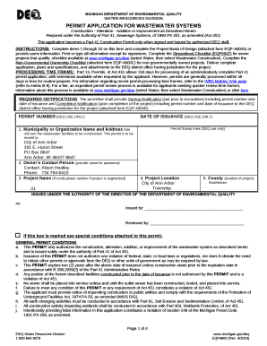 This application becomes a Part 41 Construction Permit only when signed and issued by authorized DEQ staff