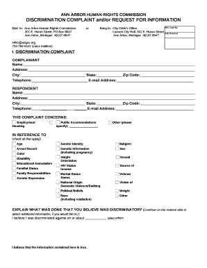 Mailto:Ann Arbor Human Rights CommissionorBring to:City Clerks Office