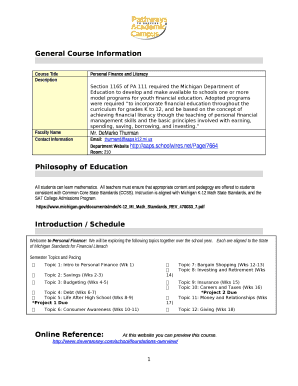 Personal Finance and Literacy